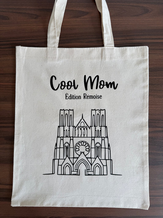 Tote Bag “Cool Mom” Édition Rémoise – Sac coton cathédrale Reims