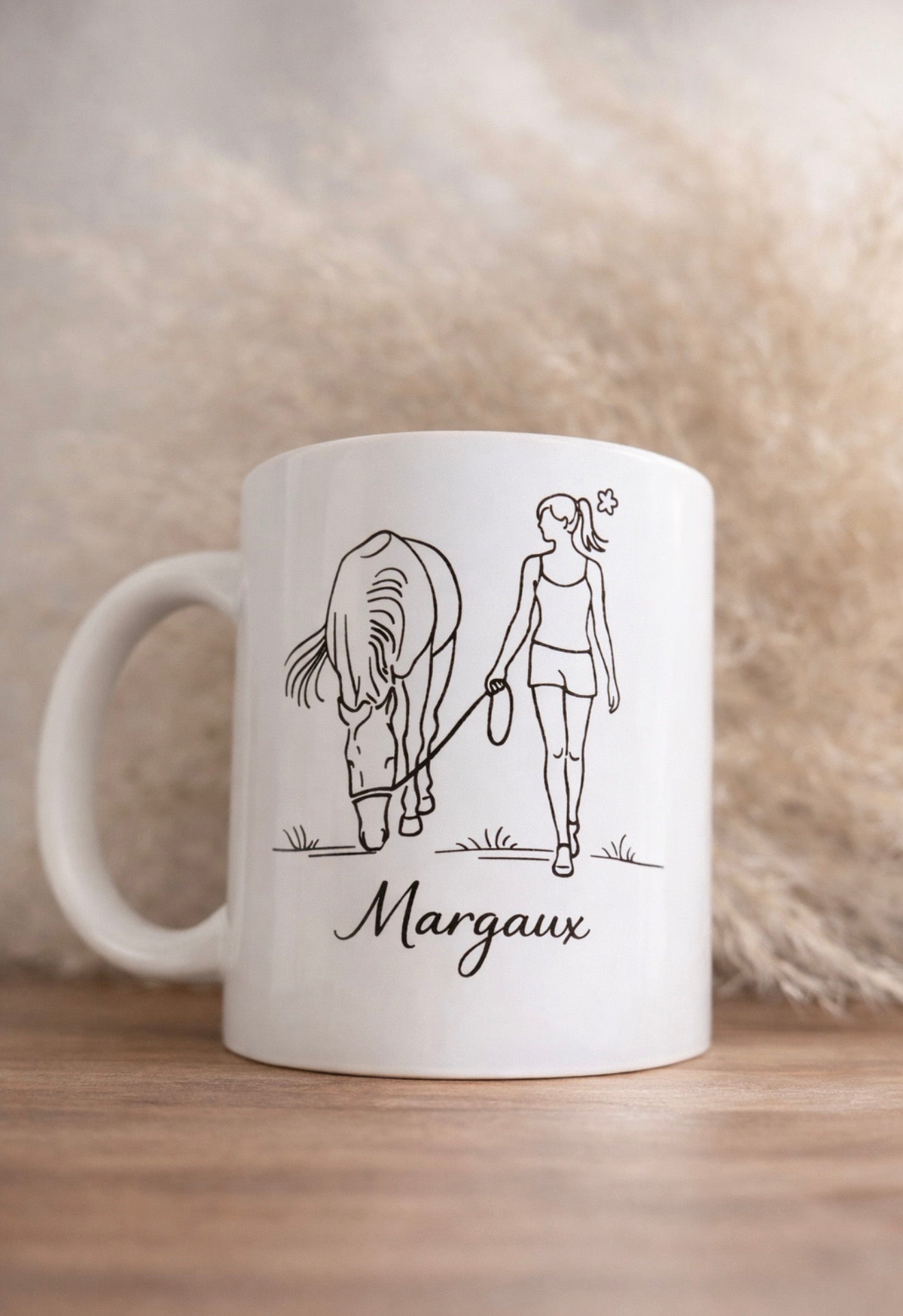 Mug Personnalisé Line Art Photo avec Texte