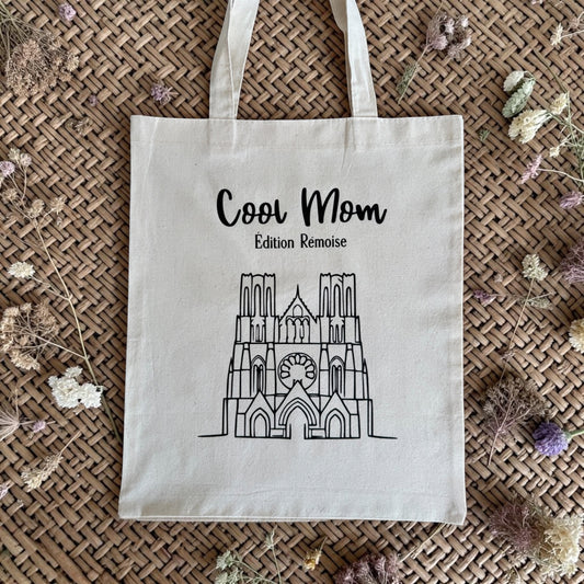 Tote Bag “Cool Mom” Édition Rémoise – Sac coton cathédrale Reims