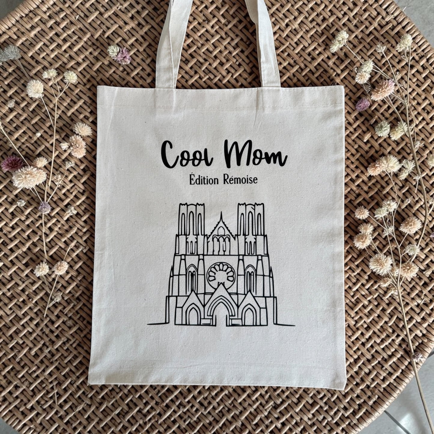 Tote Bag “Cool Mom” Édition Rémoise – Sac coton cathédrale Reims