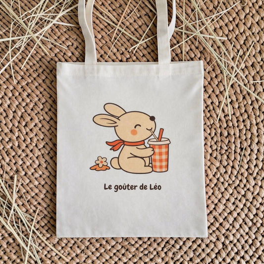 Tote Bag Enfant Personnalisé Goûter – Sac Goûter Enfant avec Prénom