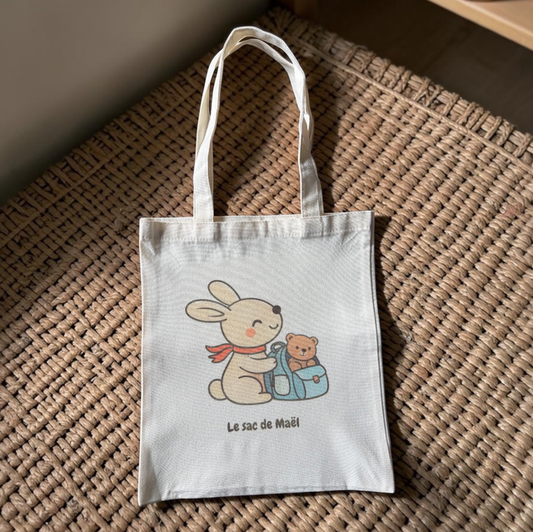 Tote Bag Enfant Personnalisé Lapin – Sac Enfant avec Prénom Personnalisable