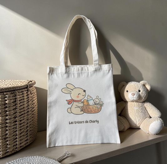 Tote Bag Enfant Personnalisé Lapin – Sac Enfant avec Prénom Personnalisable